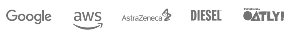 Customer logos - Google, AWS, AstraZeneca, Diesel, Oatly